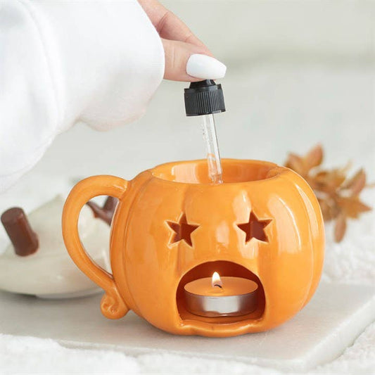 Brûle-parfum et chauffe-cire d'automne citrouille crème avec couvercle